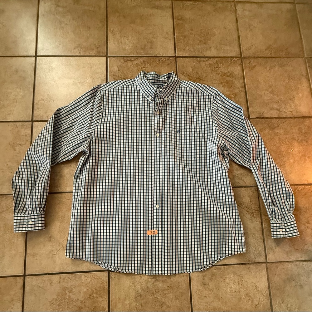 Chaps Men's Black and White Checkered Shirt